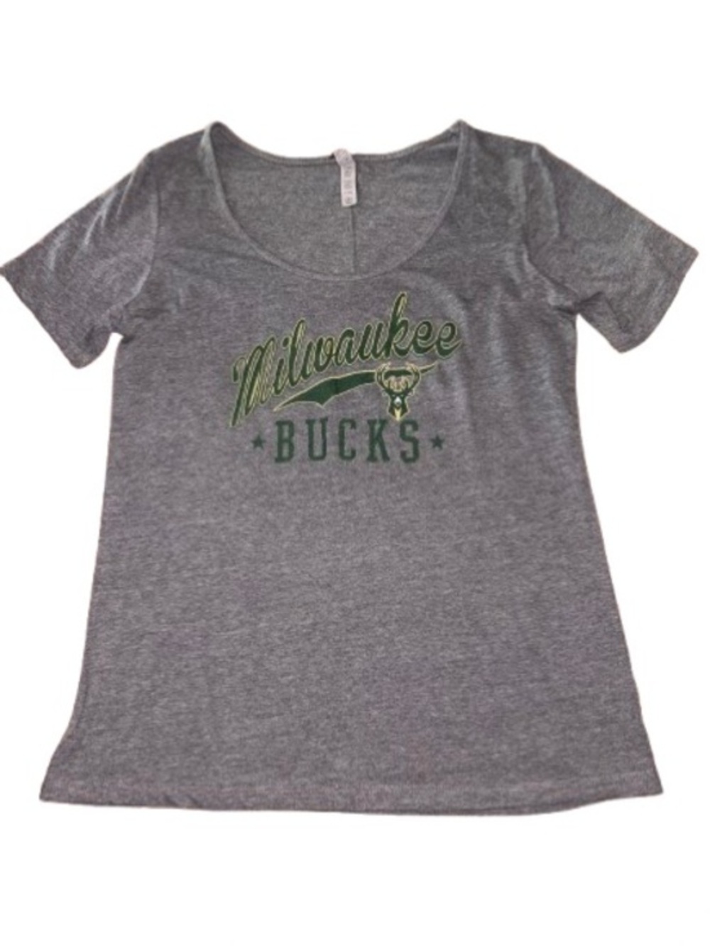Delta Apparel Milwaukee Bucks Gray Scoop Neck Tee size XL